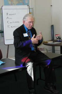 PHOTO: Mary van Balen Rev. Robert Graetz telling his story of the Montgomery Bus Boycott and current civil rights issues to a class of adult learners in the Even Start Program and their guests
