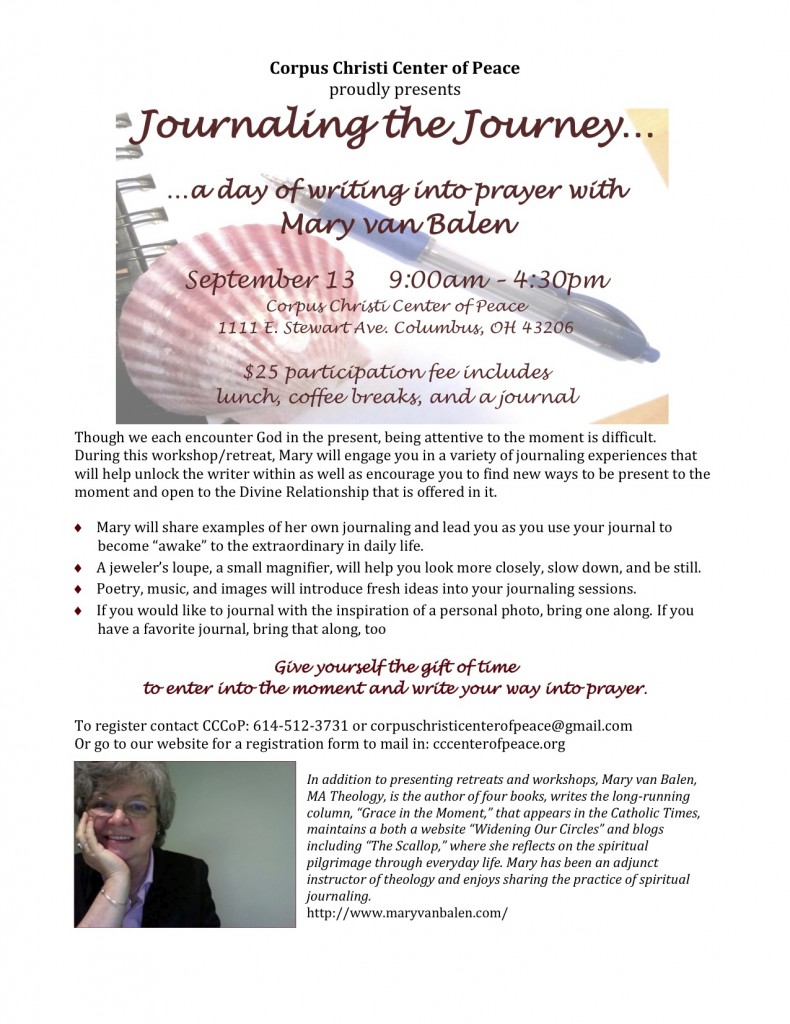 Journaling the Journey flyer for Corpus Christi CoP 2014-1
